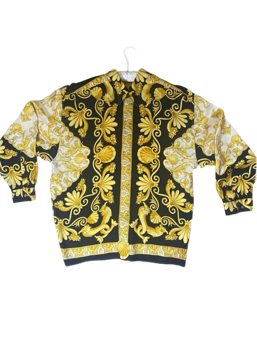Vintage Versace Classic V2 Silk Baroque Button Down Shirt L